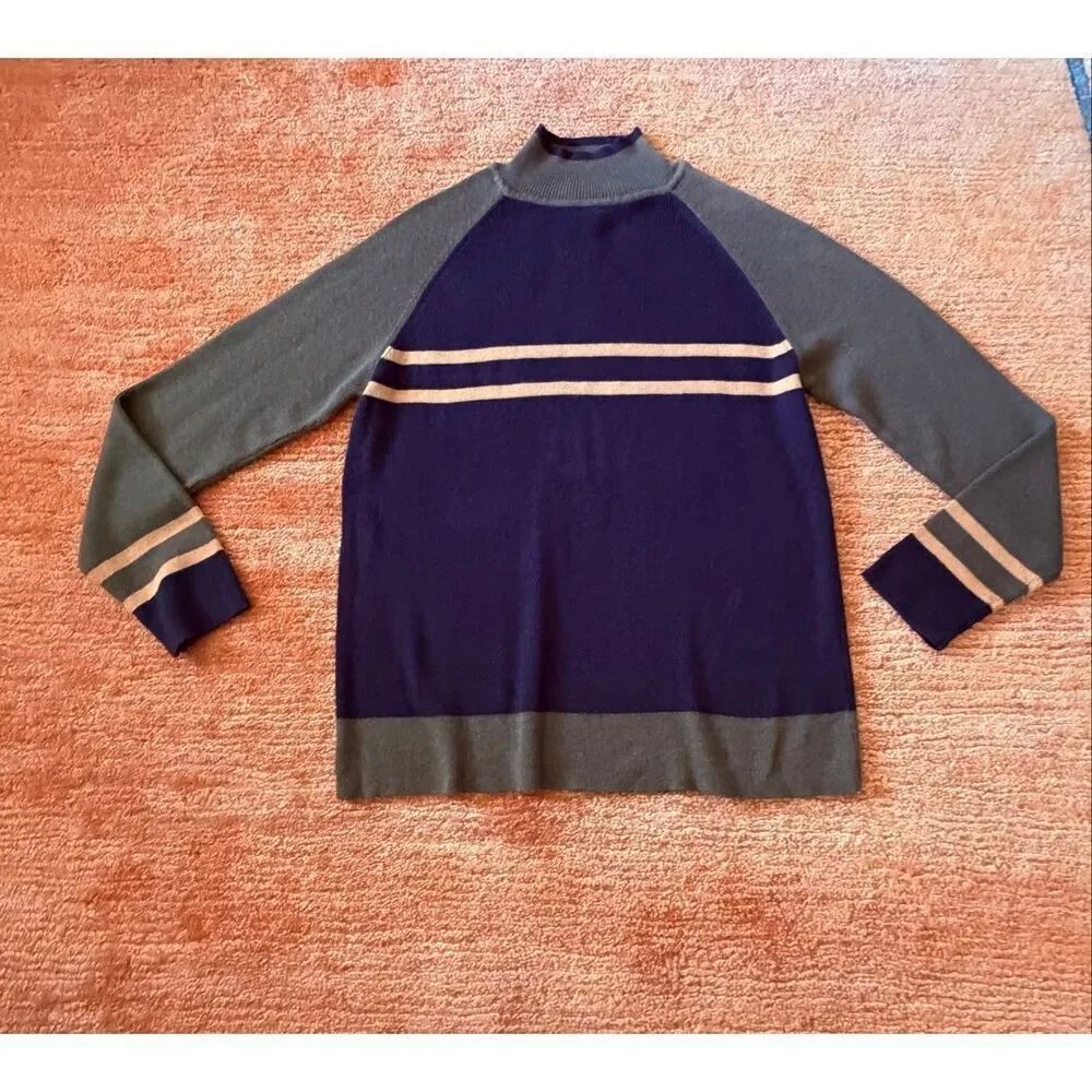Catalina Colorblock Mock Neck Sweater Knit Pullover Women Size L